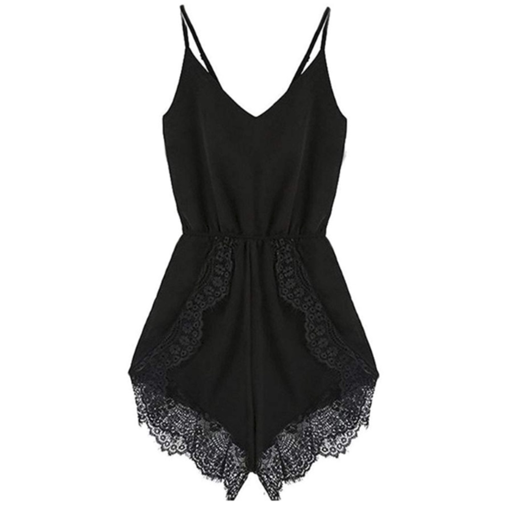 -SOLD- Black Lace Romper - Picture 1 of 1
